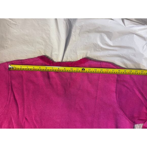 Vintage Quacker Factory Pink Snowman Beaded/Sequin Christmas V-Neck Sweater - 1X - Picture 8 of 16